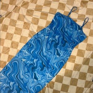 Blue Marble Print Dress